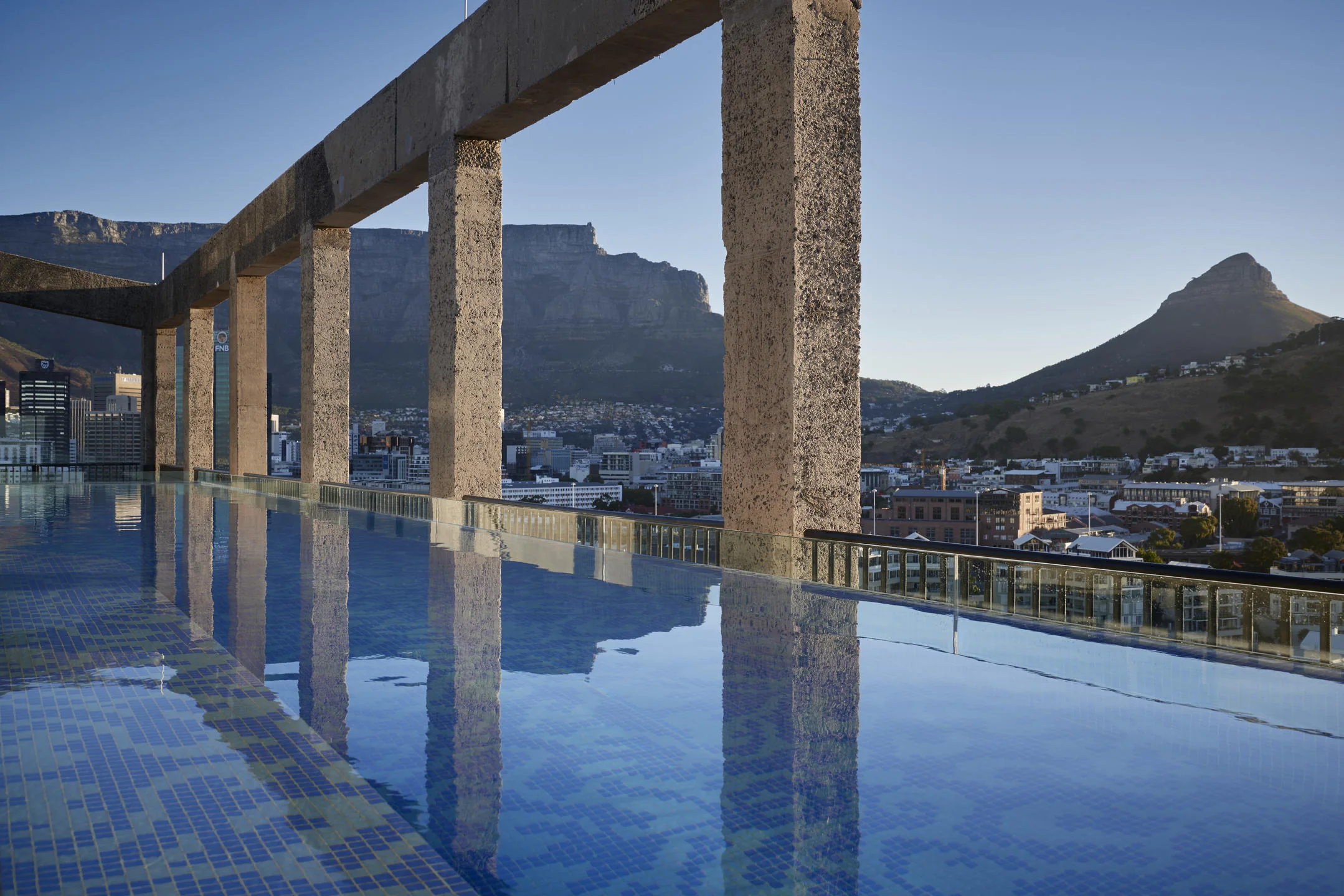 Rooftop swimming pool overlooking Table Mountain